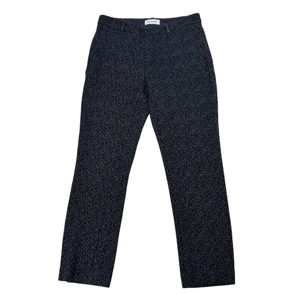 Calvin Klein Womens Speckled Cropped Pants Navy/White Size 2 Pockets